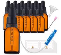 HandsUnity 15ml-12pcs de Flacon de Pipette Petit Flacon en Verre - d'apothicaire en Verre Ambré avec Capuchon de Pipette Blanc Comprenant 29pcs d'accessoires Bouteilles en Verre Brun