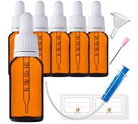 HandsUnity 20ml-6 pièces de Flacon de Pipette Petit Flacon en Verre - d'apothicaire en Verre Ambré avec Capuchon de Pipette Blanc Comprenant 17 Pièces d'accessoires Bouteilles en Verre Brun