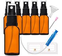HandsUnity 20ml-6pcs de Flacon Pulvérisateur en Verre - set de Flacons en Verre Ambré de Pharmacie avec Vaporisateur Noir Flacon Pulvérisateur en Verre Brun comprenant 5 Accessoires