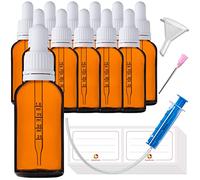 HandsUnity 30ml-12pcs de Flacon de Pipette Petit Flacon en Verre - d'apothicaire en Verre Ambré avec Capuchon de Pipette Blanc Comprenant 29pcs d'accessoires Bouteilles en Verre Brun