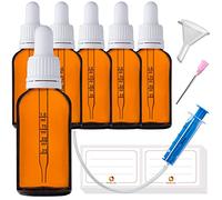 HandsUnity 30ml-6 pièces de Flacon de Pipette Petit Flacon en Verre - d'apothicaire en Verre Ambré avec Capuchon de Pipette Blanc Comprenant 17 Pièces d'accessoires Bouteilles en Verre Brun