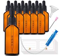HandsUnity 50ml-12 pièces de Flacon de Pipette Petit Flacon en Verre - Verre d'apothicaire en Verre Ambré avec Capuchon de Pipette Noir Comprenant 29 Pièces d'accessoires Bouteilles en Verre Brun
