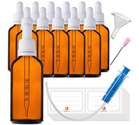 HandsUnity 50ml-12pcs de Flacon de Pipette Petit Flacon en Verre - d'apothicaire en Verre Ambré avec Capuchon de Pipette Blanc Comprenant 29pcs d'accessoires Bouteilles en Verre Brun