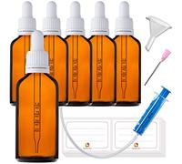 HandsUnity 50ml-6pcs de Flacon de Pipette Petit Flacon en Verre - d'apothicaire en Verre Ambré avec Capuchon de Pipette Blanc Comprenant 17pcs d'accessoires Bouteilles en Verre Brun