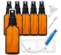 HandsUnity 50ml-6pcs de Flacon Pulvérisateur en Verre - set de Flacons en Verre Ambré de Pharmacie avec Vaporisateur Noir Flacon Pulvérisateur en Verre Brun comprenant 17 Accessoires