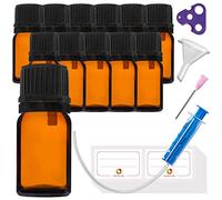 HandsUnity 5ml-12pcs de Flacon à Compte-gouttes - Petit Flacon en Verre Ambré de type Apothicaire avec Bouchon à Compte-gouttes Noir en Verre Brun Ensemble comprenant 30 Accessoires