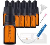 HandsUnity 5ml-12pcs de Flacon de Pipette Petit Flacon en Verre - Verre d'apothicaire en Verre Ambré avec Capuchon de Pipette Noir Comprenant 29pcs d'accessoires Bouteilles en Verre Brun