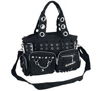 Handtas met studs en oogjes zwart, Noir - Noir/noir,
