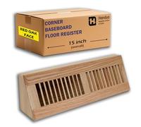 Handua Grille d'aération décorative pour plinthe en bois de 38,1 cm | Grille d'aération décorative | Diffuseur d'air en bois de chêne rouge naturel pré-fini