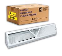 Handua Lot de 2 plinthes d'angle de 61 cm | Design de débit d'air de type rond | Grille d'aération | Levier réglable pour contrôle du débit d'air | Blanc