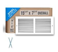 Handua s'adapte à l'ouverture de conduit de 35,6 x 15,2 cm | Grille de retour d'air en acier | Grille d'aération pour paroi latérale et plafond | Blanc | Grille d'admission d'air froid CVC |