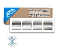 Handua s'adapte à l'ouverture de conduit de 61 x 15 cm | Grille de retour d'air en acier | Grille d'aération pour paroi latérale et plafond | Blanc | Grille d'admission d'air froid CVC | Dimensions