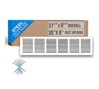 Handua s'adapte à l'ouverture de conduit de 76,2 x 20,3 cm | Grille de retour d'air en acier | Grille d'aération pour paroi latérale et plafond | Blanc | Grille d'admission d'air froid CVC |