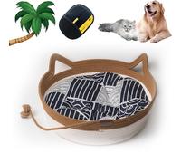 Handwoven Cotton Rope Cat Bed, Cat Basket - Cotton Rope Cat Basket, Rattan Cat House, Washable and Breathable, Suitable for Various Pet Sizes, Cats and Dogs (Brown, L)