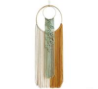 Handwoven Cotton Tapestry Boho Wall Hanging Fringe(Green)