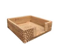 Handwoven Rattan Tissue Box Holder Napkin Storage Basket (4 Sizes: 12x12cm to 24x14cm) Retro Household Sundries Organizer Porte-serviettes(6 * 19 * 19cm)
