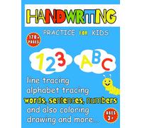 Handwriting Practice For Kids, line tracing, alphabet tracing, words, sentences, numbers and also coloring, drawing and more...