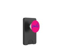 Handwritten Font Smile Dark Blue on Pink Background PopSockets PopWallet pour MagSafe