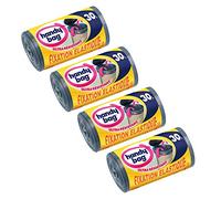 Handy Bag 4 Rouleaux de 15 Sacs Poubelle 30 L, Poignées Coulissantes, Fixation Élastique, Ultra Résistant, Anti-Fuites, 53 x 63 cm, Gris Foncé, Opaque