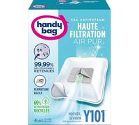 Handy Bag - Sacs aspirateur Y101 x4sacs - Compatibles Hoover, Severin - 99,99% des poussières retenues - Fermeture facile - Filtre anti-allergène - 60% de matériaux recyclés