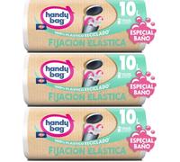 Handy Bag Lot de 36 sacs poubelle de salle de bain élastiques, 100% recyclé, 10 l