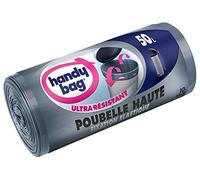 Handy Bag Sac poubelle 50 L ultra résistant fixation élastique gris foncé, 2 rouleaux de 10 sacs