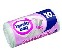 Handy Bag - Rouleaux de 20 Sacs Poubelle 10 L, Pour Salle de Bains, Fermeture a Liens Hermetique, Resistant, Anti-Fuites, 34 x 40 cm, Blanc