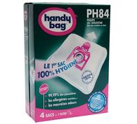 Handy Bag - Sacs aspirateur PH84 x4sacs - Compatibles Philips, Nilfisk, Ruton - 99,99% des poussières retenues - Fermeture facile - Filtre anti-allergène - 50% de matériaux recyclés