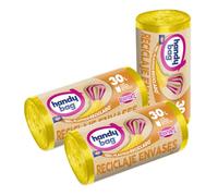 Handy Bag Sacs à ordures Recyclage Emballages 100% recyclés, extra résistants, anti-goutte, auto-fermeture, 30 L, 15 sacs, 1 paquet de 45 sacs
