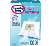 Handy Bag - Sacs aspirateur de dépannage X001 x3sacs - Compatibles avec la majorité des aspirateurs traineaux - 99,50% des poussières retenues