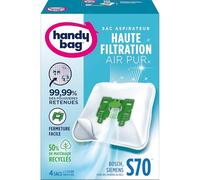 Handy Bag - Sacs aspirateur S70 x4sacs - Compatibles Bosch, Siemens, Privileg, Profilo, UFESA - 99,99% des poussières retenues - Fermeture facile - Filtre anti-allergène - 50% de matériaux recyclés