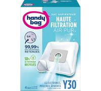 Handy Bag - Sacs aspirateur Y30 x4sacs - Compatibles Moulinex, Rowenta, LG - 99,99% des poussières retenues - Fermeture facile - Filtre anti-allergène - 50% de matériaux recyclés ou renouvelables