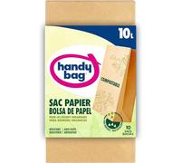 Handy Bag Sacs papier compostables 10L x10 – résistants et hygiéniques, fond renforcé anti-fuite