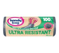 Handy Bag - Sacs poubelle à lien pratique Ultra Résistant 100L x 10 sacs x 3 rouleau - Fond anti-fuite - Étanchéité maximale - Lien Pratique attaché en haut du sac - 100% plastique recyclé