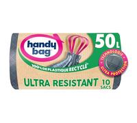 Handy Bag - Sacs poubelle à lien pratique Ultra Résistant 50L x 10 sacs - Fond anti-fuite - Étanchéité maximale - Lien Pratique attaché en haut du sac - 100% plastique recyclé - Pack de 4