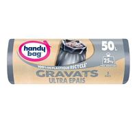 Handy Bag - Sacs poubelle gravats 50L x 5 sacs - Ultra Épais : supporte jusqu'à 25kg - Ultra Résistant - Étanchéité maximale - 80% plastique recyclé