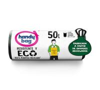 Handy Bag Sacs poubelle résistants et écologiques, 100% recyclés, anti-fuite, fermeture automatique, 50 l, 8 sacs