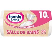 Handy Bag - Sacs poubelle salle de bains à lien 10L x 20 sacs - Adapté aux petites poubelles - Étanchéité maximale - Fond anti-fuite - 100% plastique recyclé