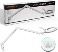 Handy - Grande lampe loupe de bureau avec pince de table - Loupe avec lumière - Fonctionne sur secteur - Verre 130 mm - Lampe grossissante - Peinture au diamant/loisirs/soudure Loupe avec lumière et s