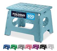 Handy Laundry Folding Lightweight Step Stool is Sturdy Enough to Support Adults and Safe Enough for Kids. Opens Easy with One Flip. Great for Kitchen, Bathroom Or Bedroom. (Teal)