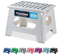 Handy Laundry Marchepied pliable léger - Assez robuste pour supporter les adultes - S'ouvre facilement d'un seul coup - Idéal pour la cuisine, la salle de bain ou la chambre à coucher (blanc, 22,9 cm)