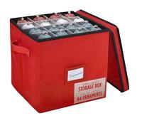 Handy Laundry, Rangement pour décorations de Noël - Peut contenir jusqu'à 64 décorations de vacances, séparateurs réglables, dessus couvert, deux poignées. La boîte de rangement garde les décorations