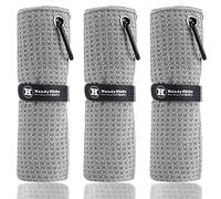 Handy Picks Serviette de Golf en Microfibre (40 x 40 cm) avec Mousqueton et Fermeture à Boucle - La Serviette de Golf Pratique (Gris)