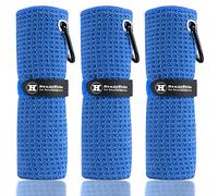 Handy Picks Serviette de Golf en Microfibre (40 x 40 cm) avec Mousqueton et Fermeture à Boucle - Serviette de Golf Pratique (Bleu)