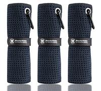 Handy Picks Serviette de Golf en Microfibre (40 x 40 cm) avec Mousqueton, Motif gaufré, Crochet et Boucle de Fermeture - La Serviette de Nettoyage Pratique (Noir)