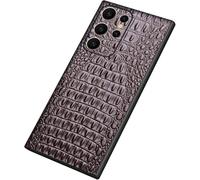 Handyhülle Für Samsung Galaxy S25 Ultra/S25 Plus/S25, Echtes Leder Hülle Krokodilmuster Ultra Kameraschutz Anti-Fingerabdruck Fall, Braun, S25