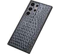 Handyhülle Für Samsung Galaxy S25 Ultra/S25 Plus/S25, Echtes Leder Hülle Krokodilmuster Ultra Slim Kameraschutz Anti--Fingerabdruck Fall, Schwarz, S25plus