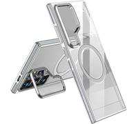 Handyhülle Für Samsung Galaxy S25 Ultra/S25 Plus/S25, Magnetisches Klare Ultradünnes Hülle Mit Kameraschutz Ständer Galvanisierte Anti-Gelb Fall, Silber,S25 Ultra