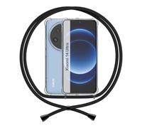 Handykette Hülle Kompatibel mit Xiaomi 14 Ultra, Handyhülle mit Band Anti-Gelb TPU Transparent Silikon Schutzhülle Klar Case, Schwarz