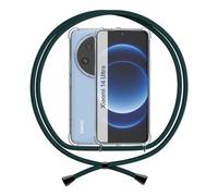 Handykette Hülle Kompatibel mit Xiaomi 14 Ultra, Handyhülle mit Band Anti-Gelb TPU Transparent Silikon Schutzhülle Klar Case, Grun